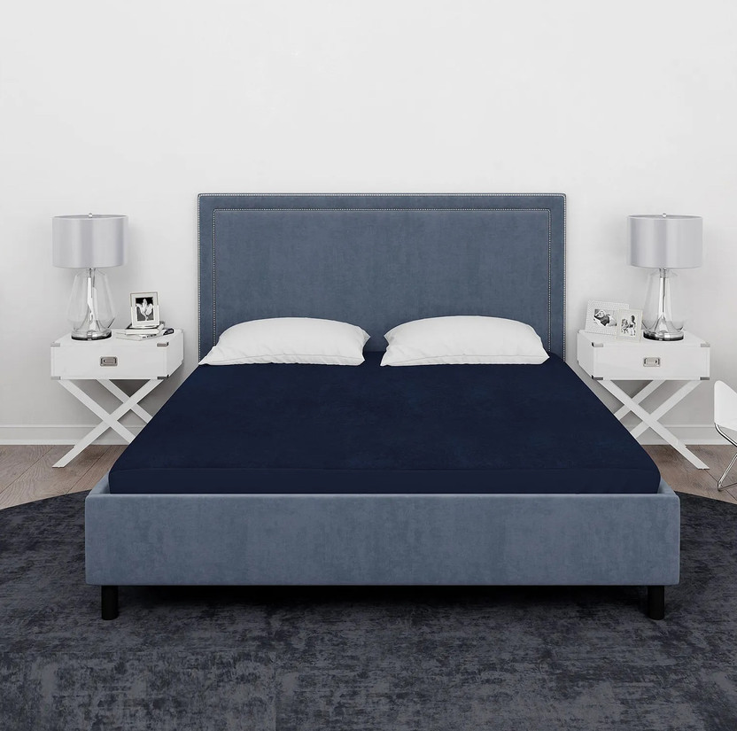 UpTrend Double Size Fitted Micro Stretchable, Waterproof Mattress Cover(183 cm x 183 cm, Blue)