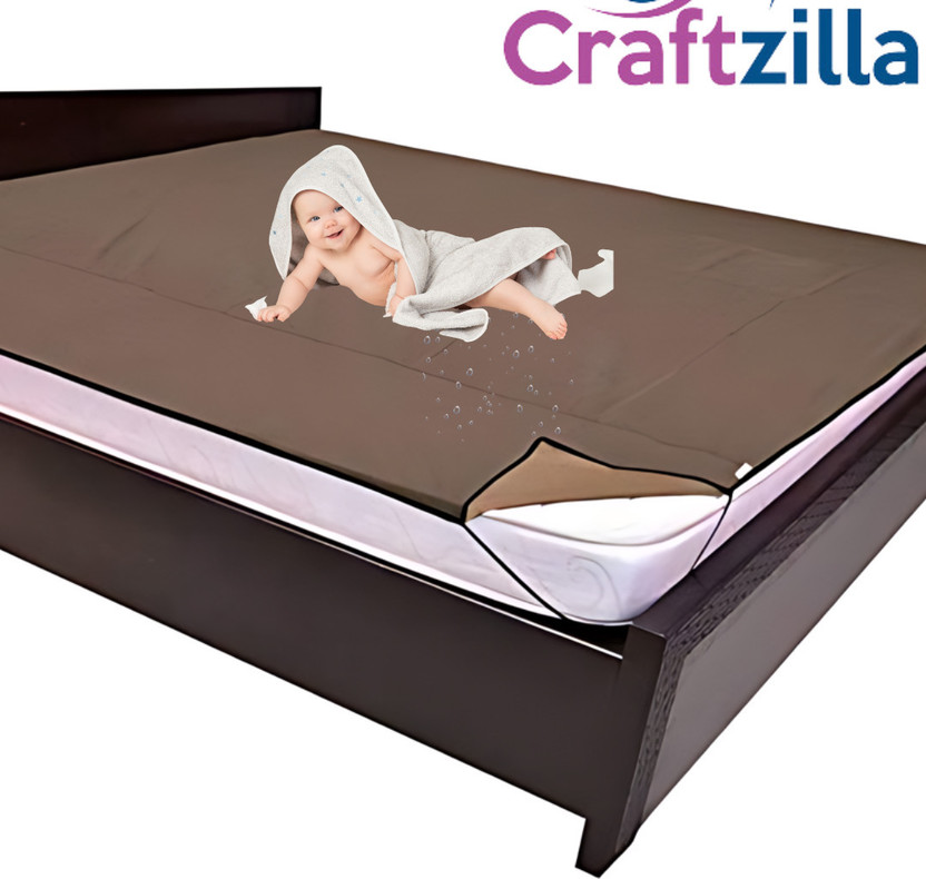 Craftzilla King Size Elastic Strap Polyster Waterproof Mattress Cover(190 cm x 183 cm, Brown)