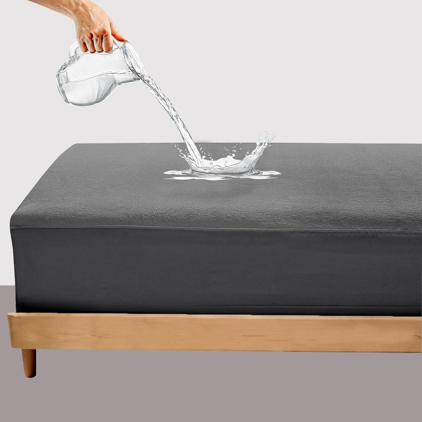 Mattress Protector Queen Size Fitted Terry Cotton Breathable, Stretchable, Waterproof Mattress Cover(78 inch x 60 inch, Grey)