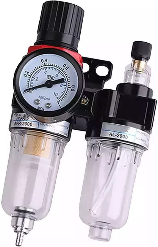 TECHNO FRL Unit with Metal Guard & Gauge, 1/4 Inch for Pneumatic Systems Test Indicator