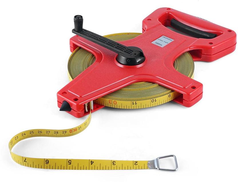 MSSI 100m Open Reel Measuring Tape Freemans with Handle, Fiber Glass Survey Tape Measurement Tape(100 m)