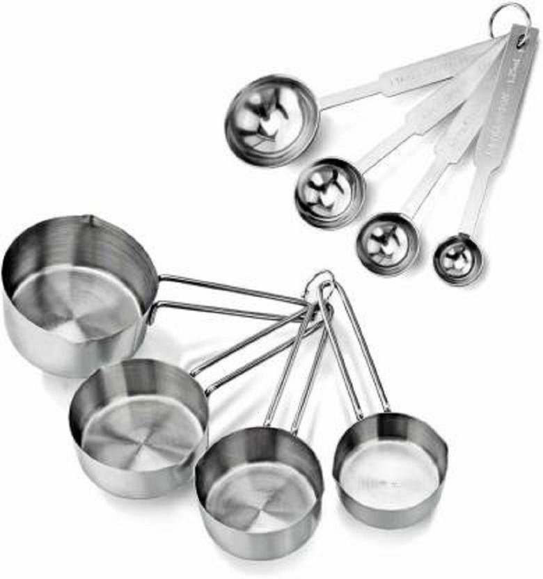 Lishonn Stainless Steel Measuring Cups & Spoon Combo for Dry or Liquid/Kitchen Gadgets for Cooking & Baking Cakes/Measuring Cup Set Combo with Handles (Set of 4 Cups and 4 Spoons) Measuring Cup Set(1000 ml)