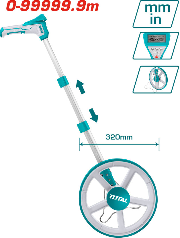 TOTAL Professional Digital Distance Measuring Wheel For Accurate Survey TMT19923 Multiple Unit Measuring Wheel