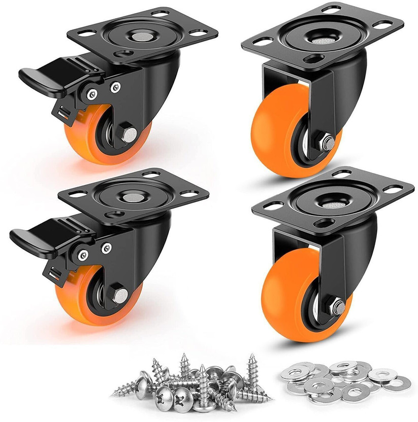 SMP product 360 Degree for Moving heavy Furniture,Counters,trolly,wheelchair,bed trolly,wheelchair,bed (2 with Breakes & 2 Without) (1.5 Inch,Pack Of 4 Multiple Unit Measuring Wheel