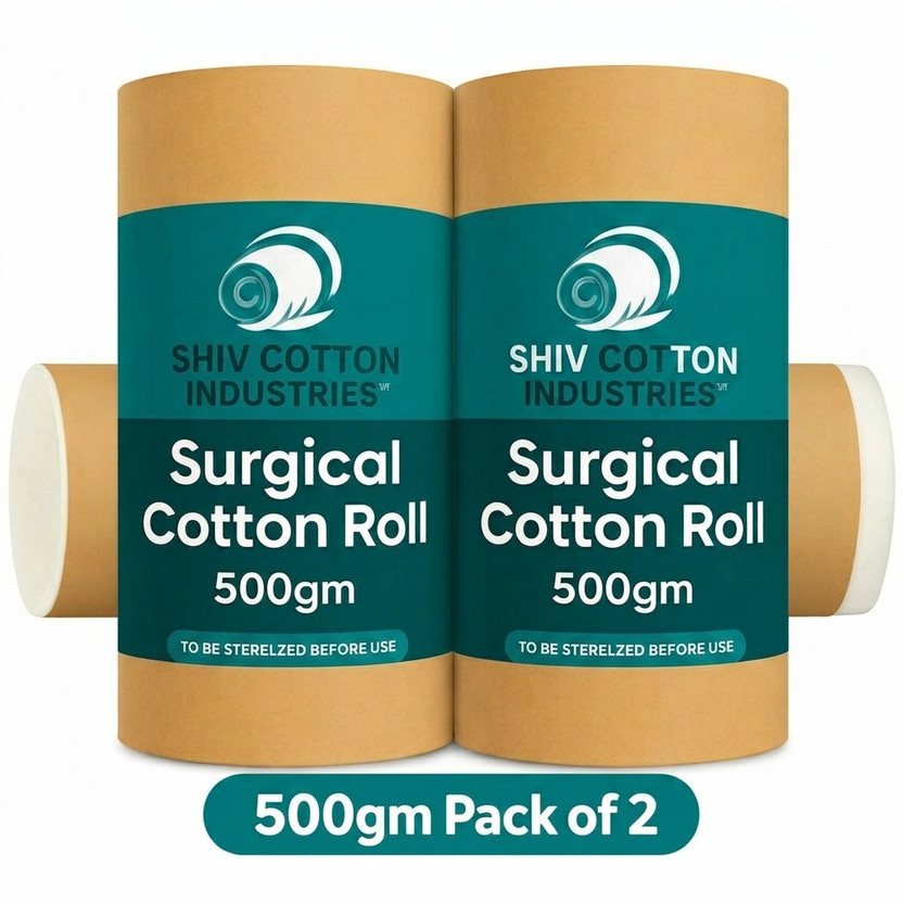 Shiv Cotton Industries 1Kg Surgical Cotton Roll | Pure Absorbent Cotton for Wound Care & First Aid Gauze Medical Dressing(Pack of 1)