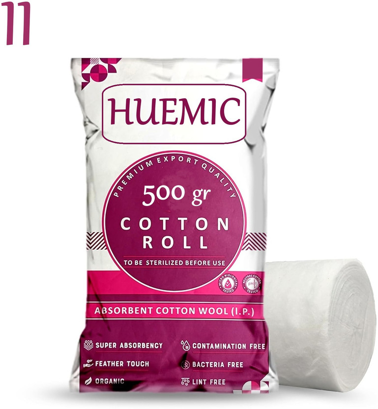 huemic Pure Absorbent Cotton Roll 500gram for Baby Care Soft Cotton roll 3 Gauze Medical Dressing(Pack of 1)