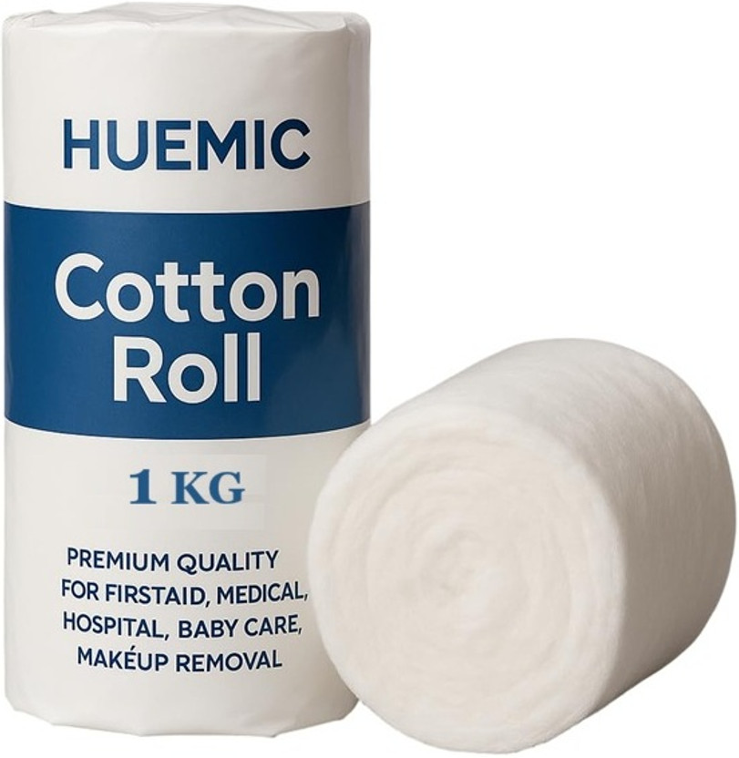 Huemic 1 kg Medical Grade Cotton Roll – Cotton Surgical Absorbent Wool Gauze Medical Dressing