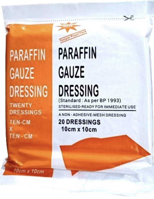 Ashni JELONET PARAFFIN GAUZE DRESSING STERILE 10X10 cm 20pcs Gauze Medical Dressing(Pack of 1)