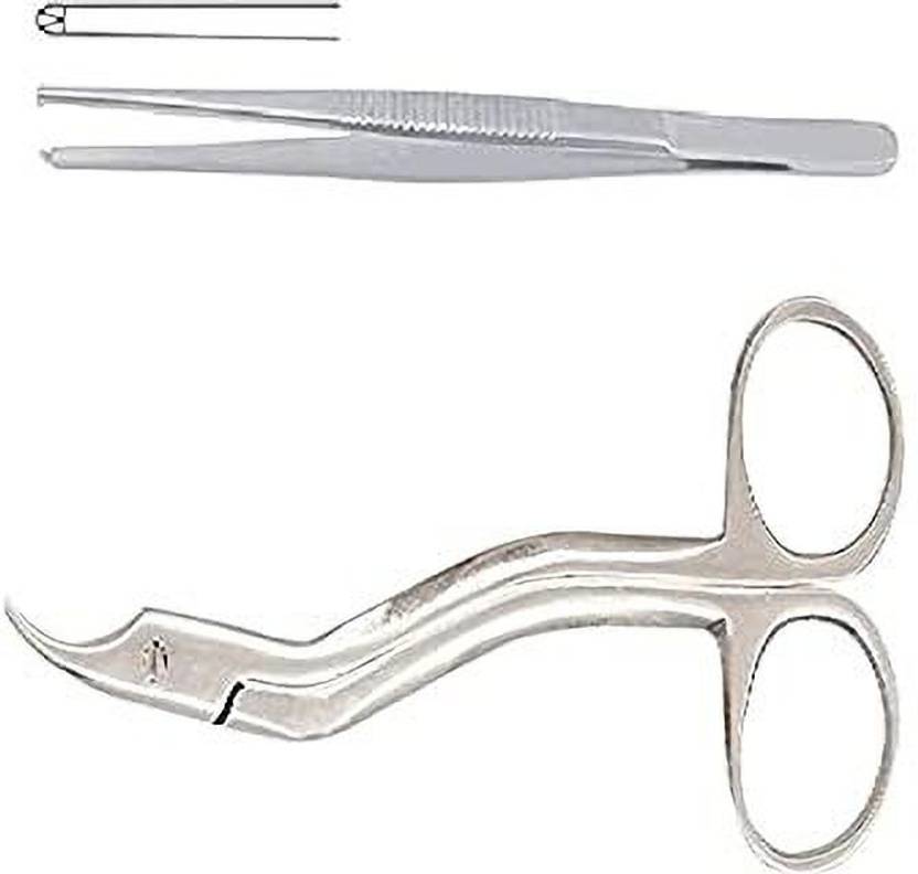 TRU BIOLOGY Tooth Forceps 6 Inch, Suture Cutting Scissor Medical