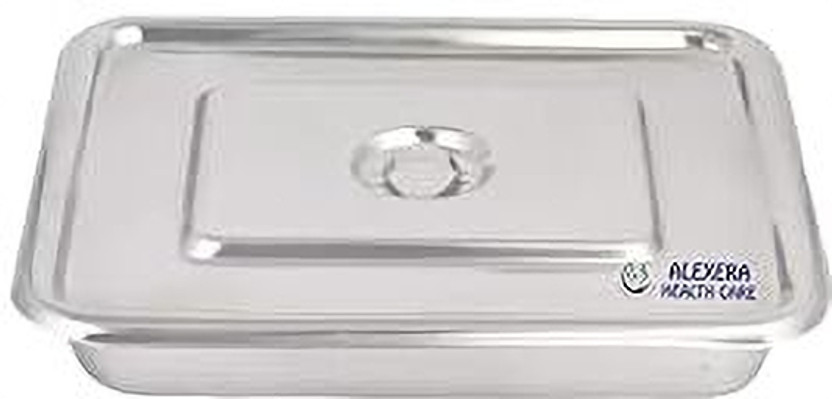Alexera Instrument Tray With Lid & Cover Size 8" x 6"Inches)For Hospitals, Labs Etc. Reusable Medical Tray