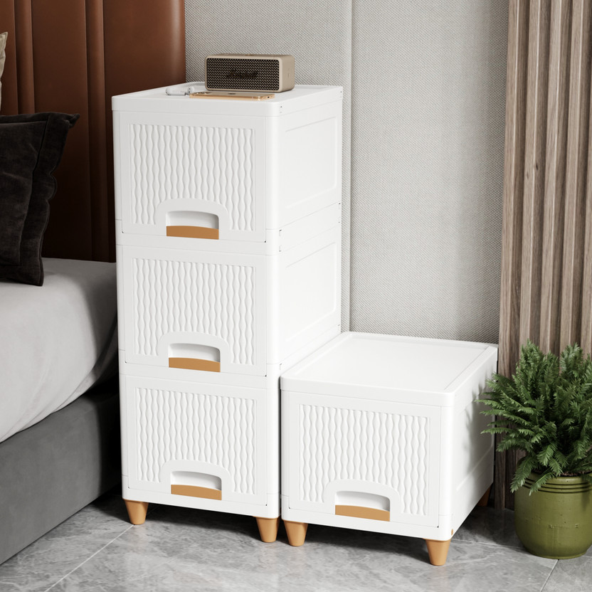 GLOXY 4 Compartments Plastic Storage Box(White)