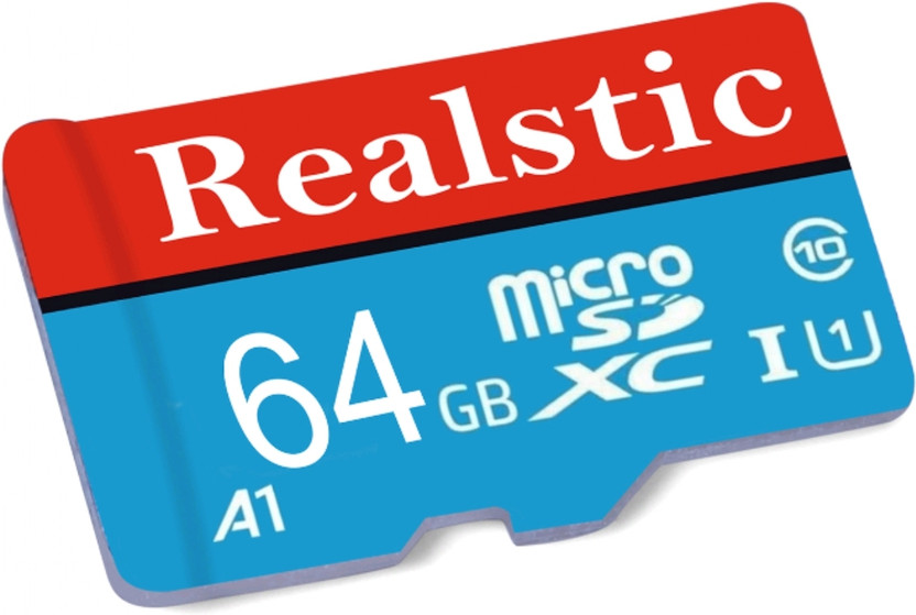 Realstic 64GB Memorycard A1 64 GB MicroSD Card Class 10 130 MB/s  Memory Card Compatible with Camera, Computer, Gaming Console, Mobile, Tablet