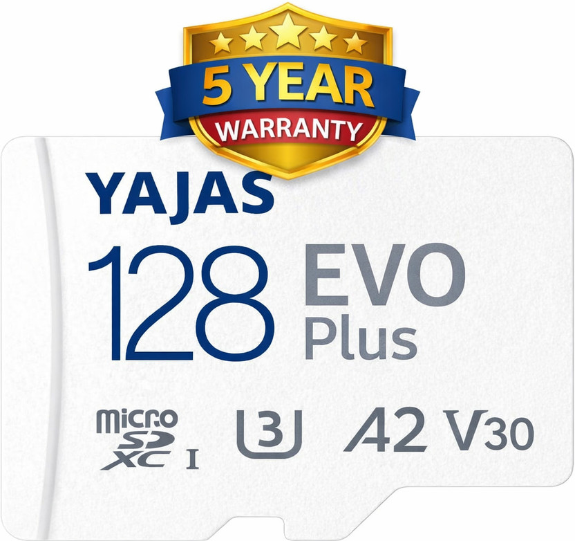 yajas microSDXC UHS-I U1 MemoryCard AND SDCARD 10 128 GB MicroSDXC Class 10 140 MB/s  Memory Card Compatible with Camera, Computer, Gaming Console, Mobile, Tablet(With Adapter)