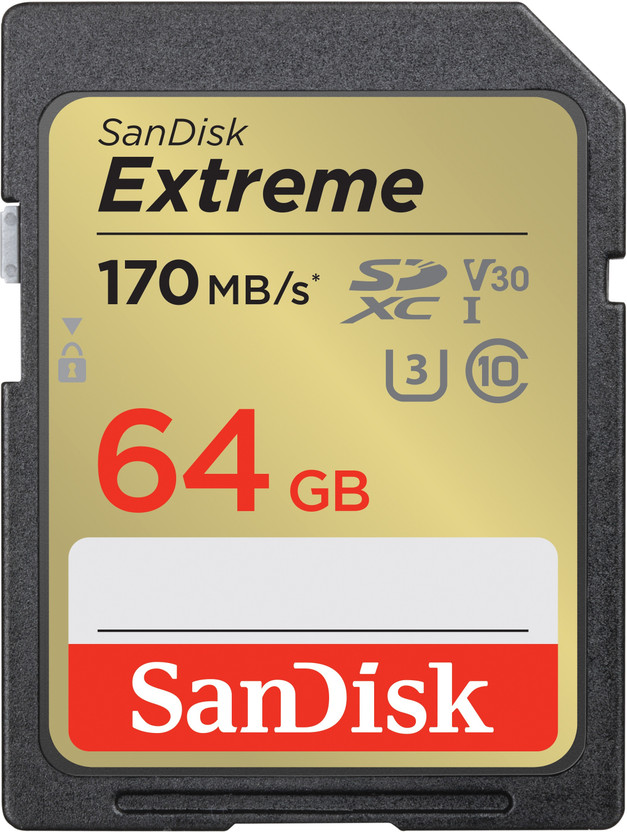 SanDisk SDSDXV2-064G-GNCIN Extreme 64 GB SDHC Class 10 170 MB/s  Memory Card Compatible with Camera