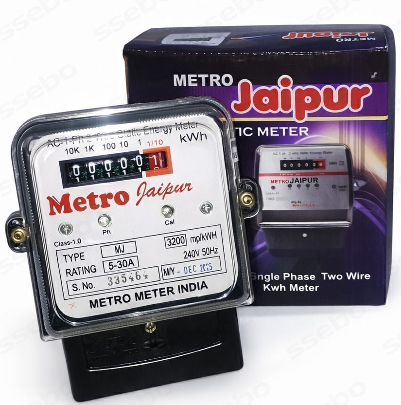 SSEBO Single Phase Energy Meter 5–30A Analog kWh Meter (240V, 50Hz) Metal Electrical Box