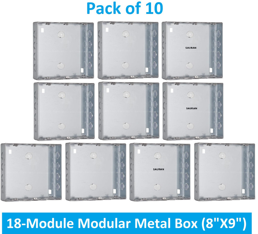 Sauran Pack of 10 Electrical 18-Module Modular Junction Metal Box 8inchX9inch (MJB36.4) Metal Electrical Box