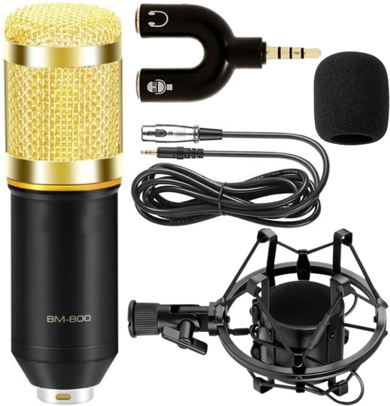 Urban Infotech BM 800 Condenser Mic Dynamic Studio Recording mic with 3.5mm Audio Cable Microphone(Multicolor)