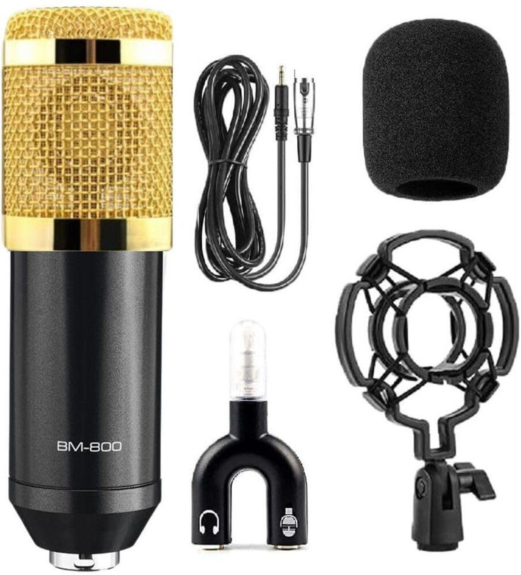 Urban Infotech BM800 Condenser Microphone with shockmount XLR Cable & WindScreen *BBD Professional Broadcasting Studio Recording Condenser Microphone Kit(Black)