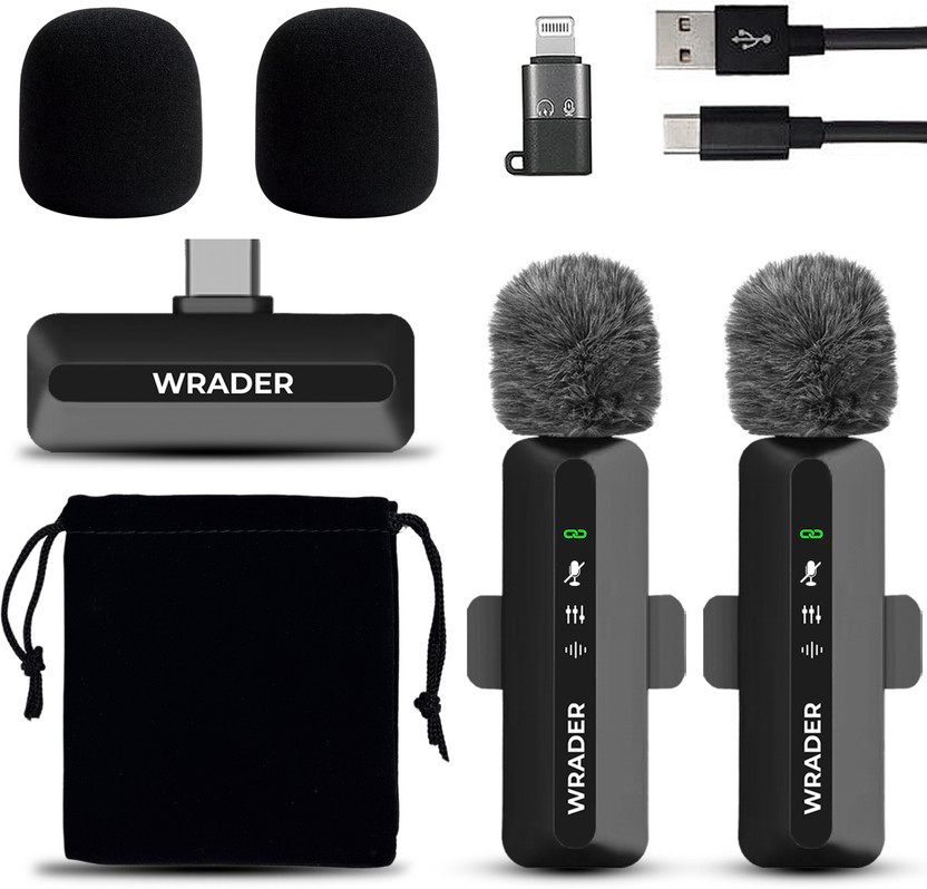 MOBIZAC Wireless Mic with Fur Noise Cancelling for Video Making Vlogging Interviews ASMR Reels Recording Microphones(Black)