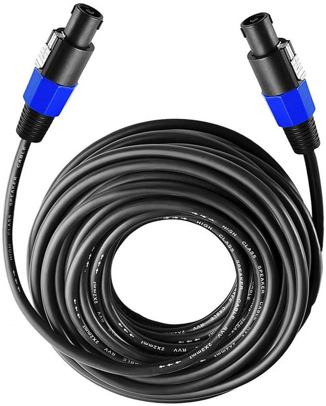 AMG Music 30 Meter 12AWG Speakon to Speakon Cable Heavy Duty Speaker Wire Cord with Twist Lock Professional Speakon Cable for Audio Amplifier DJ Speaker(Black and Blue)