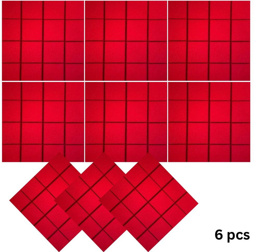 Urban Infotech 6 Pack Acoustic Sound Proof Foam Panels EchoTiles for Studio Home Gaming Room NOISE REDUCER SOUND PROOF PANNEL(Red)
