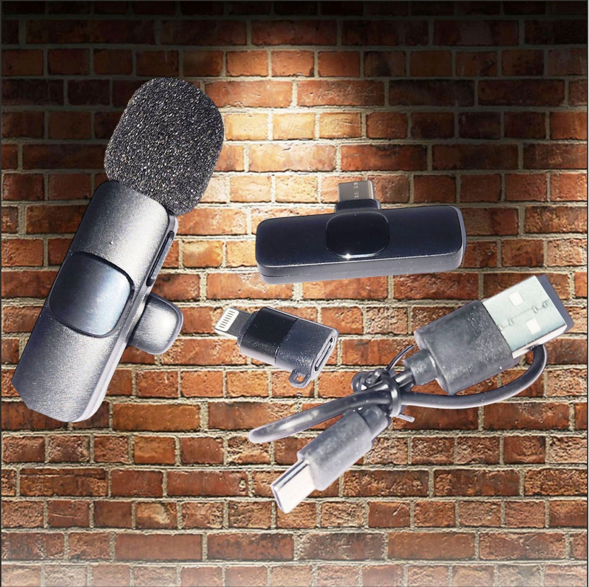 Metallica K8 Wireless Mic for both IOS and Andriod | Plug and Play No Application Required Collar Mic(Silver)