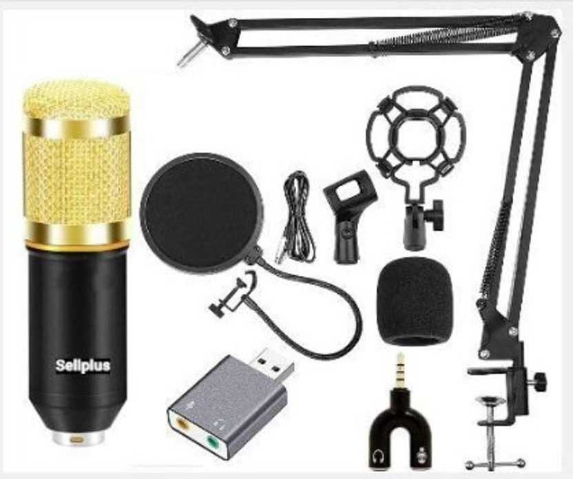 Nutts 3 Set Microphone | Condenser Microphone Set Home Studio Recording Gaming and Home Studio Recording(Multicolor)