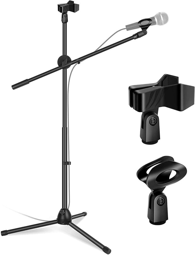 Corslet Adjustable Dual Microphone stand Mic stand Holder Studio Mic Stand Microphone Stand(Black)