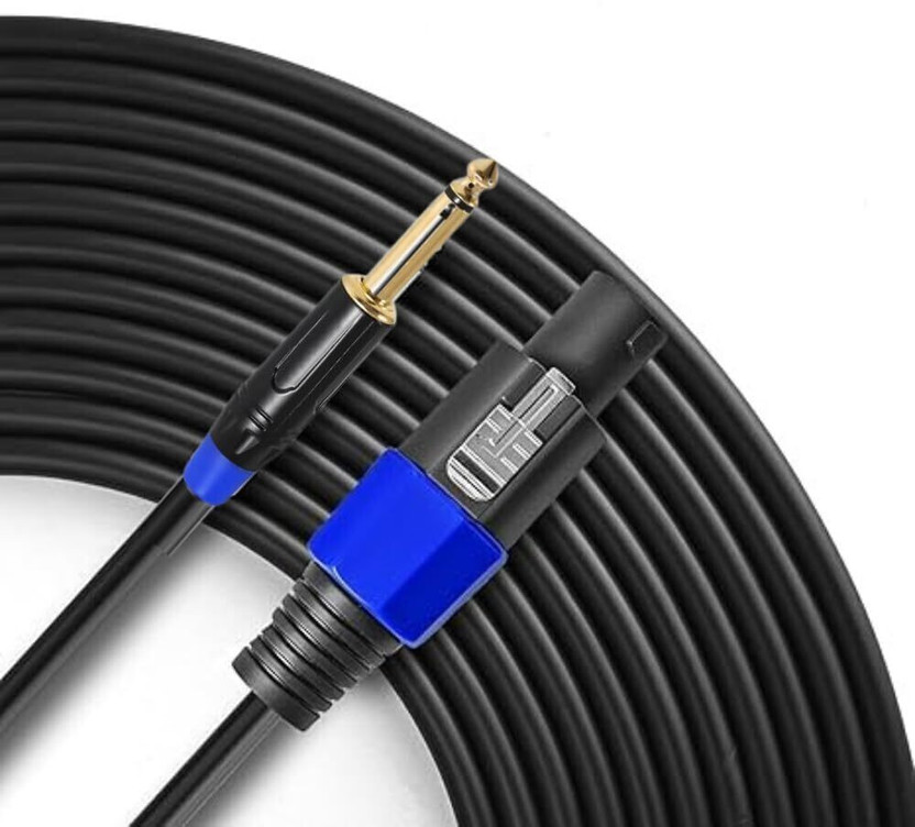 AMG Music 10Meter Speakon to 1/4" Male Speaker Cable Guitar Patch Cable(Black and Blue)