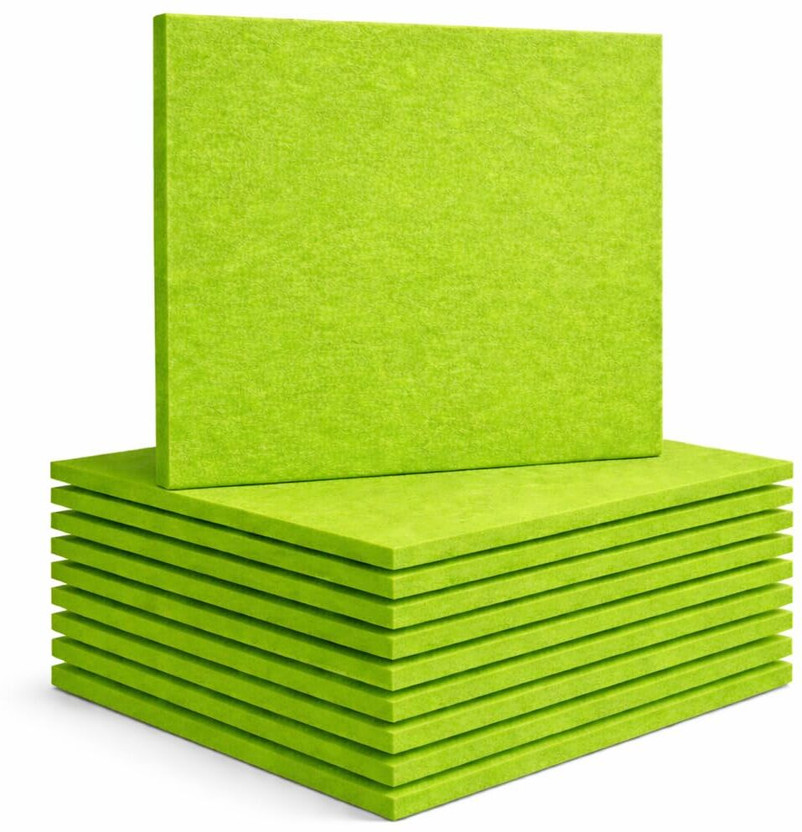 Mocking Bird Acoustic Panels for Offices, Bedrooms & Studios | 30 x 30cm, 10mm Thick Sustainable PET Felt Panels for Echo Reduction & Sound Absorption(Green)