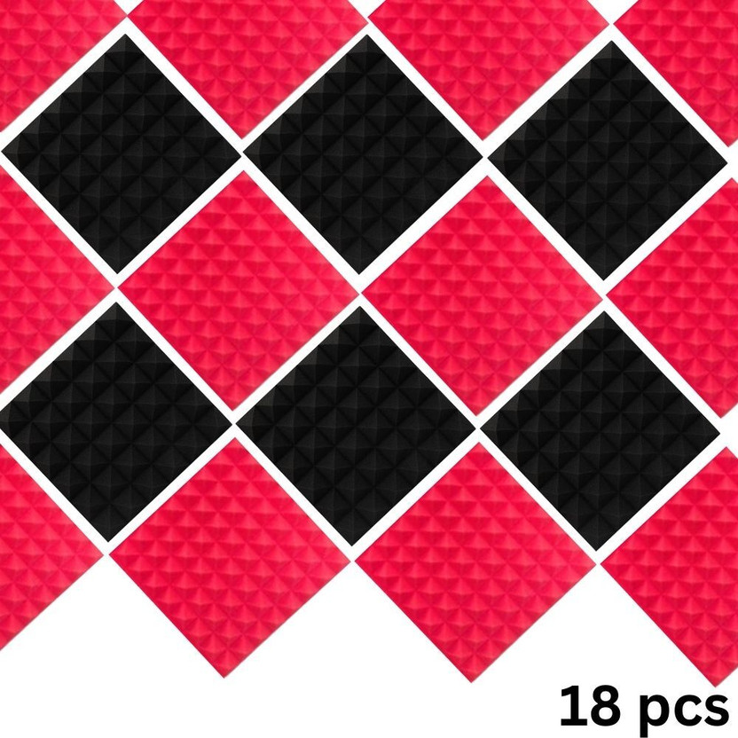 Urban Infotech Pyramid Tiles Sound Absorbing Dampening Foam Panels Wall Soundproofing Treatment Soundproofing Studio Acoustic Foam(Red and Black)