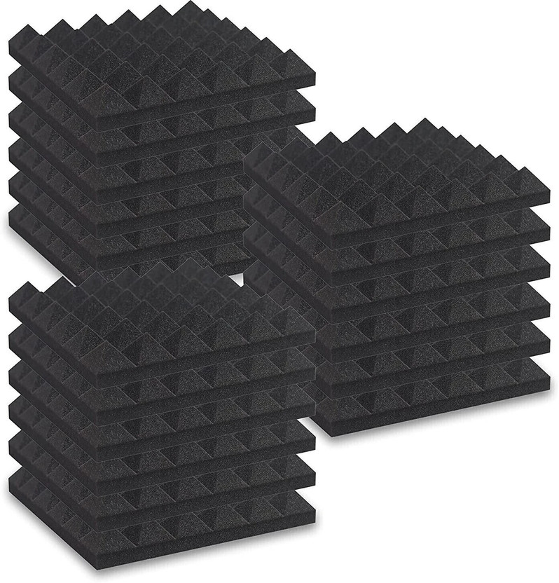 Urban Infotech Soundproofing Pyramid Acoustic Foam 2"x12"x12" High Density Sound Absorber Studio Soundproofing Foam(Black)