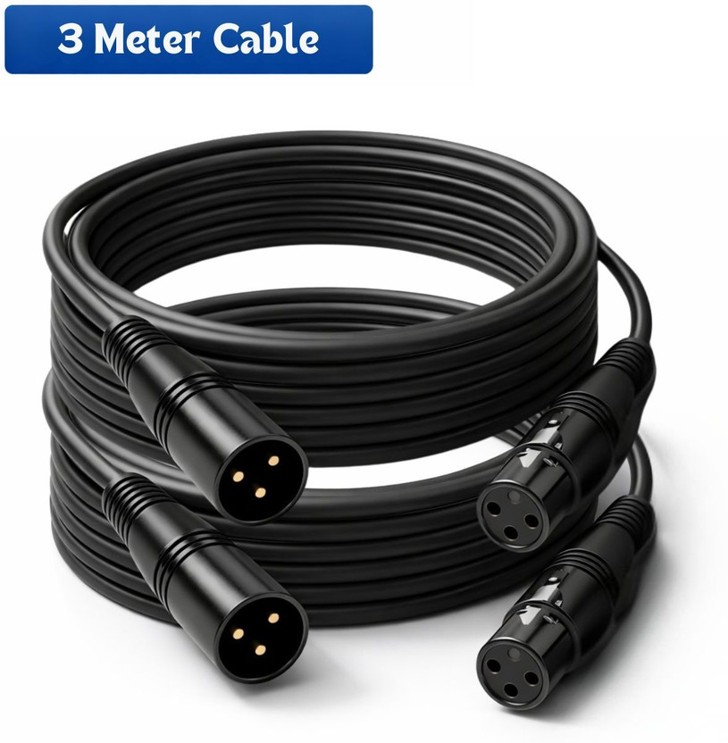 Urban Infotech 3 Meter XLR Cable for Condenser Microphone Male to Female Connector 100% Pure Audio Connector Cabel(Black)