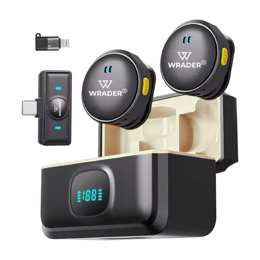 WRADER Dual Wireless Mic with Noise Reduction for Audio Recording, Vloging, ASMR, Reels Microphone