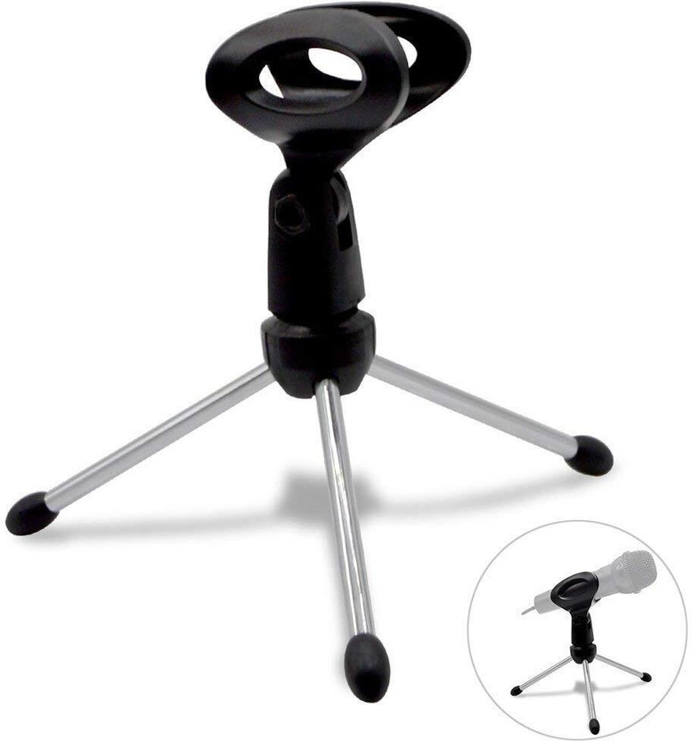 AMG Music Mic Stand Table Desktop Mini Microphone Stand with Alloy Steel Base Mic Clip Holder for Studio Sound Recording, Meeting, Lecture and Podcasts(Black)