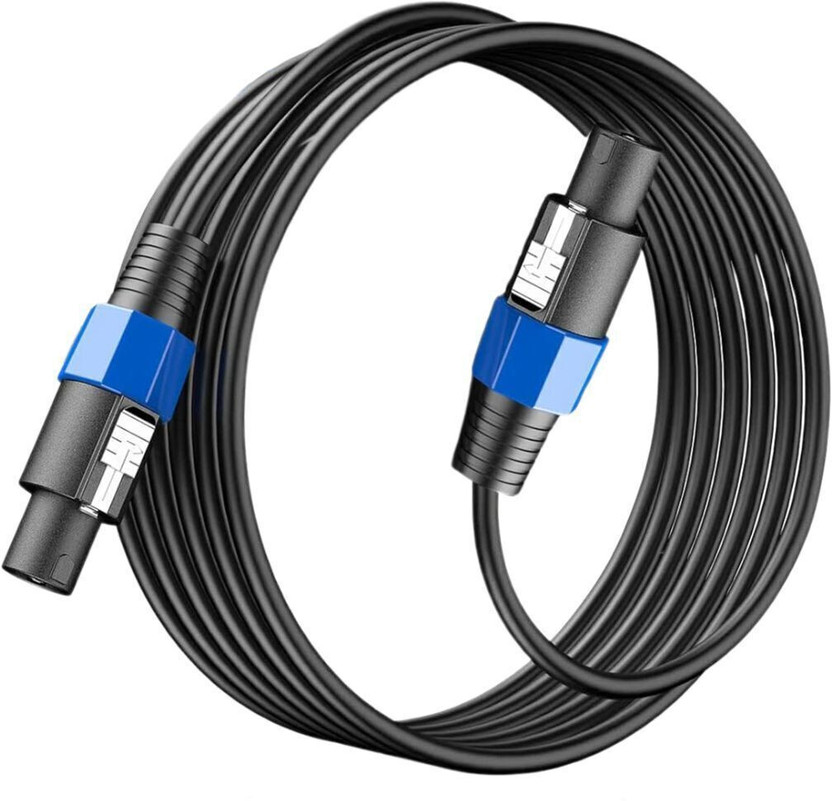 AMG Music 15 Meter 12AWG Speakon to Speakon Cable Heavy Duty Speaker Wire Cord with Twist Lock Professional Speakon Cable for Audio Amplifier DJ Speaker(Black and Blue)