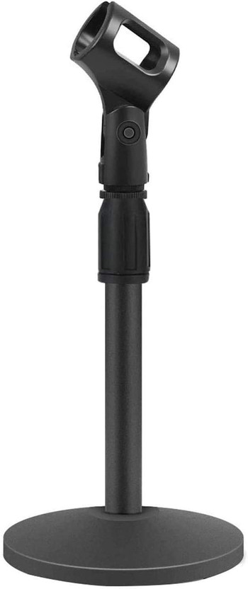 USPOT Tabletop Microphone Stand | Extendable Desktop Mic Stand with Mic Clip Holder Tabletop Microphone Stand(Black)