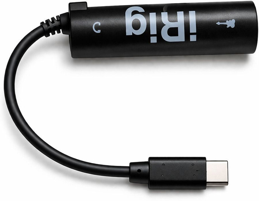 AMG Music iRig Type-C Guitar Interface for Mobile | USB-C Adapter for Android & iPad Portable Amp Interface for Recording, Practice & Live Jam(Black)
