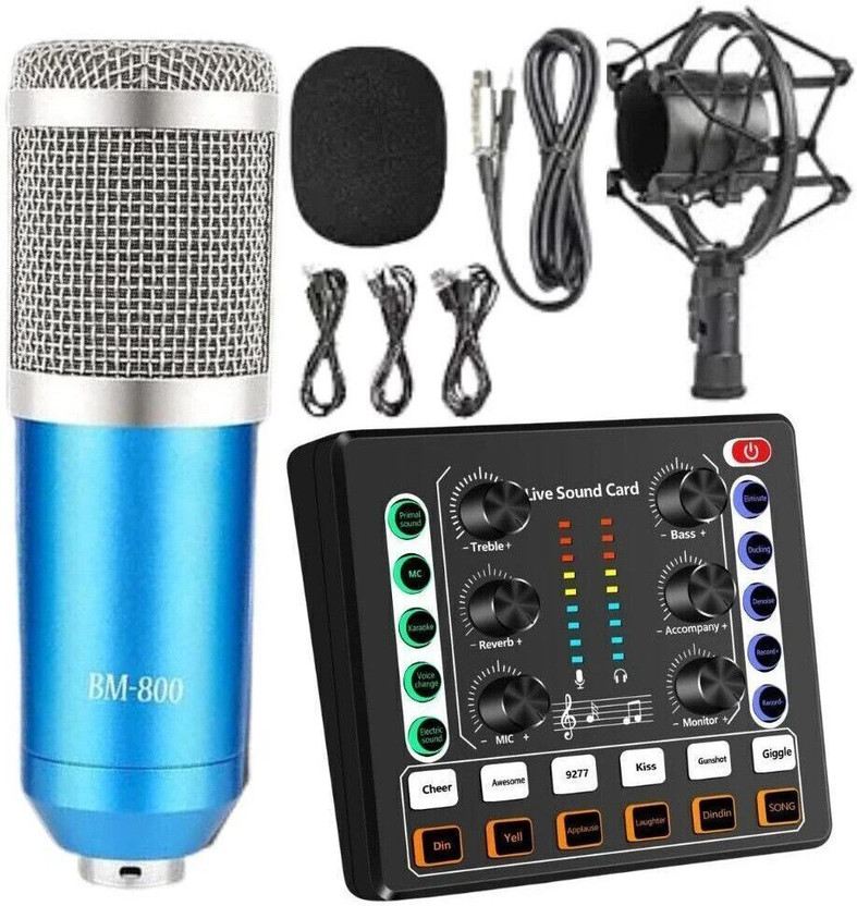 Urban Urban Infotech BM800 Condenser Microphone with V9 Sound Mixer Professional Broadcasting Studio Recording Condenser Microphone Kit(Blue) - Flipkart Deal