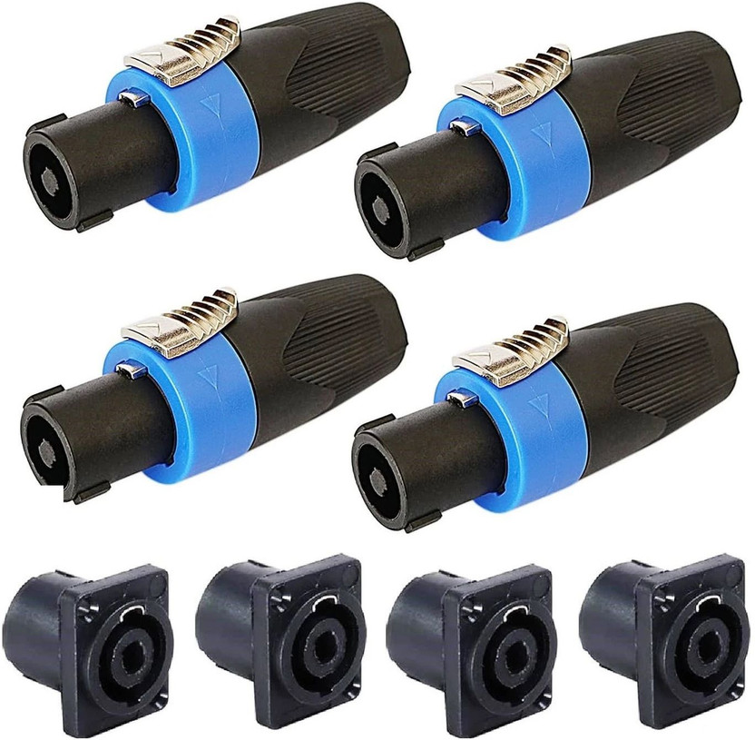 BALRAMA 8pc with Socket NL4FC SpeakOn XLR Male Connector 4 Pin Audio Speaker Plug 4 Pole NL4FC Speakon Cable Amplifier Male XLR Connector 4 Pin Audio Speaker Plug 4 Pole(Black, Blue)