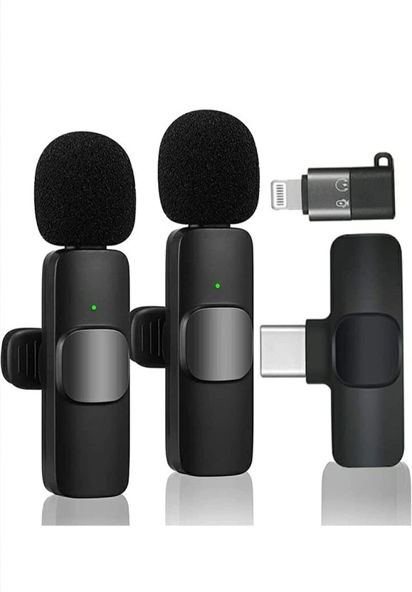volkano K-9 Dual Receivers (2 Mics,1 Input) TYPE-C ANDROID & I-PHONE PLUG & PLAY WIRELESS MICROPHONE(Black)