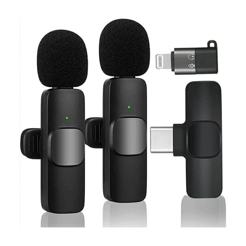 volkano K-9 Dual Receivers (2 Mics,1 Input) TYPE-C ANDROID & I-PHONE PLUG & PLAY WIRELESS MICROPHONE(Black)