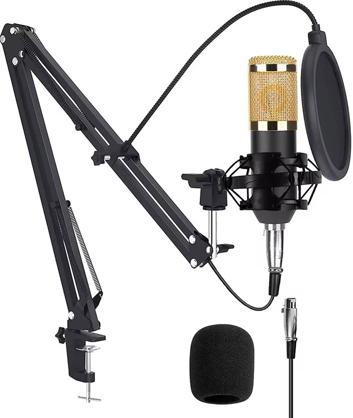 FoxHill Microphone BM800 Vlogging Kit Podcast Equipment Music Studio Equipment Professional Broadcasting Studio Recording Condenser Microphone Kit(black&gold)