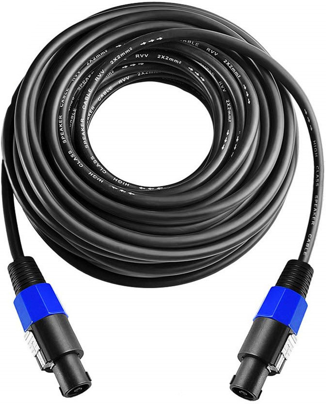 AMG Music 10 Meter 18AWG Speakon to Speakon Cable Heavy Duty Speaker Wire Cord with Twist Lock Professional Speakon Cable for Audio Amplifier DJ Speaker(Black)
