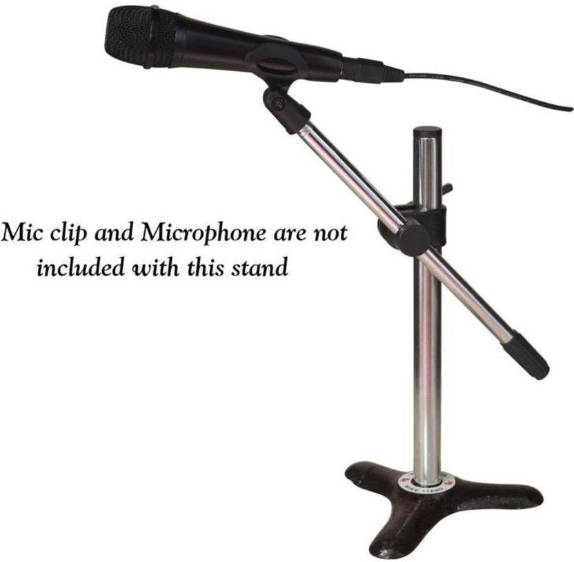 Daz Cam Table microphone instrument 15 inch height stand triangle base shape Mic stand Mic Stand(Silver)