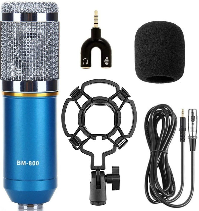 Urban Infotech BM800 Condenser Mic with shock mount XLR Cable, WindScreen mic Accessories Setup Microphone Set(Blue, Black)