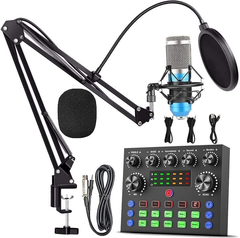 IMAGINEA V8S Audio Mixer with Microphone Set for Streaming/Podcasting/Gaming/Recording Condenser Mic Audio Interface | Dual Channel Sound Mixer for PC live Sound Card(Black)