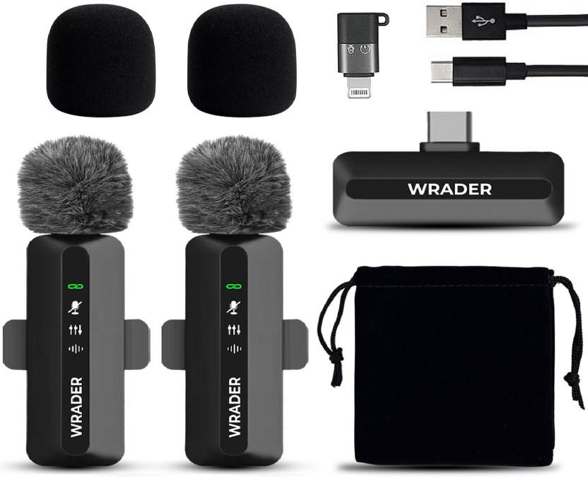 MOBIZAC Wireless Mic with Noise Cancellation for Vlogging, Interviews, Podcast and Video Recording Microphones(Black)
