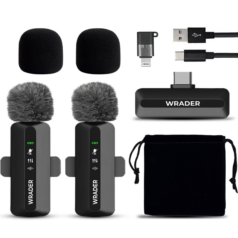 MOBIZAC Wireless Mic with Noise Cancellation for Vlogging, Interviews, Podcast and Video Recording Microphones(Black)