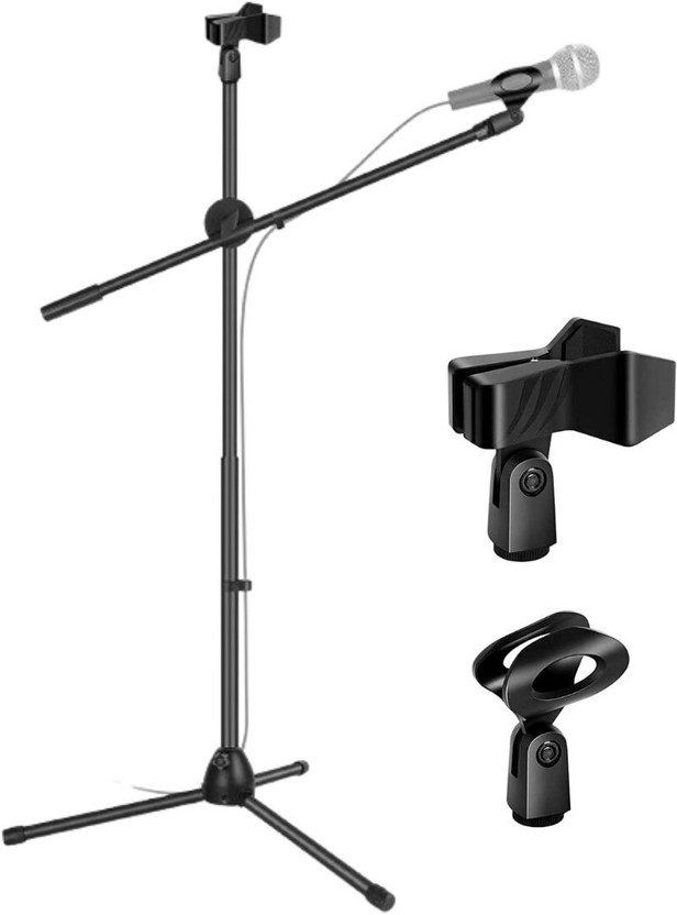 Corslet Mic Stand Holder Adjustable dual Microphone Stand Holder singing Mic stand for Microphone Stand(Black)